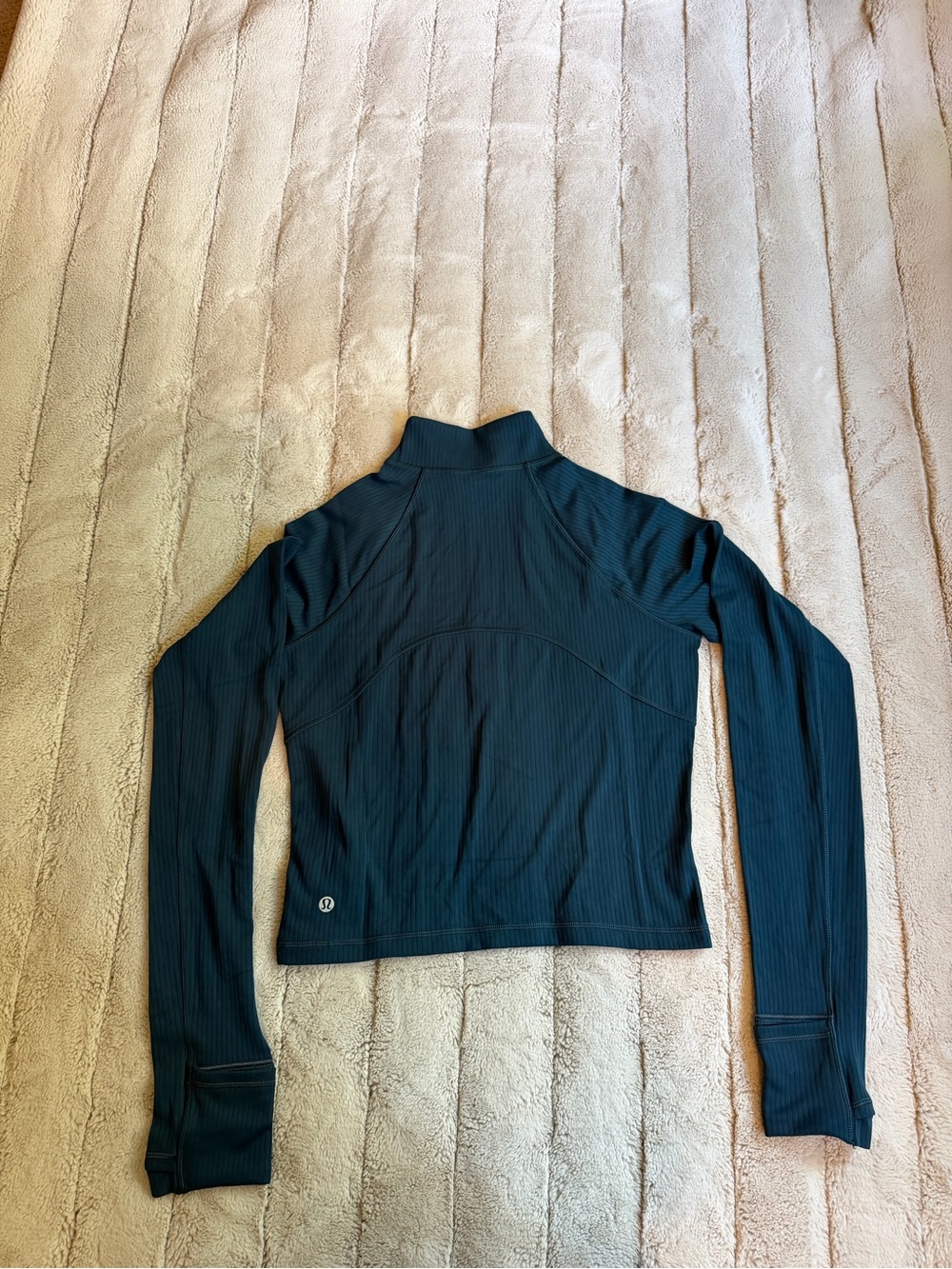 🥳 *SALE* lululemon It’s Rulu Ribbed Cropped 1/2 Zip, Indochine Blue, Size Small - Picture 2 of 2